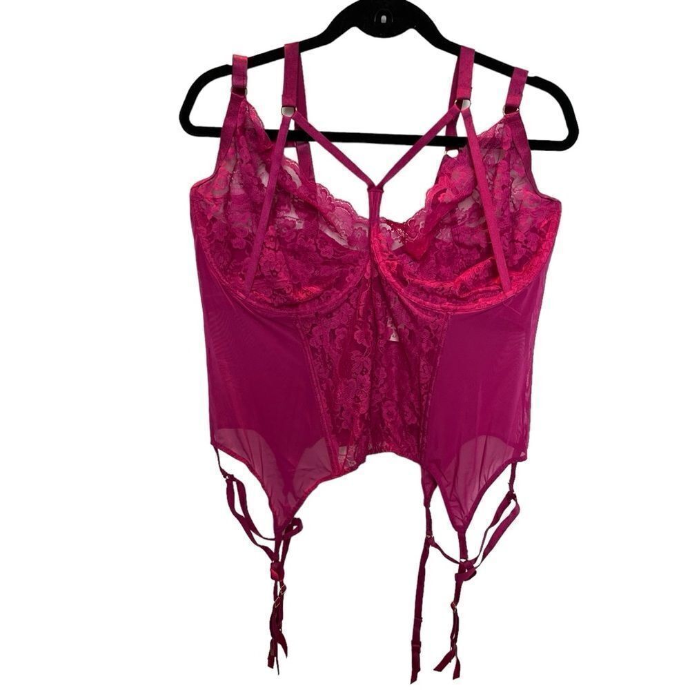 Adore Me Bustier Fuchsia Underwire Boning No padding Size 4X - Picture 1 of 9